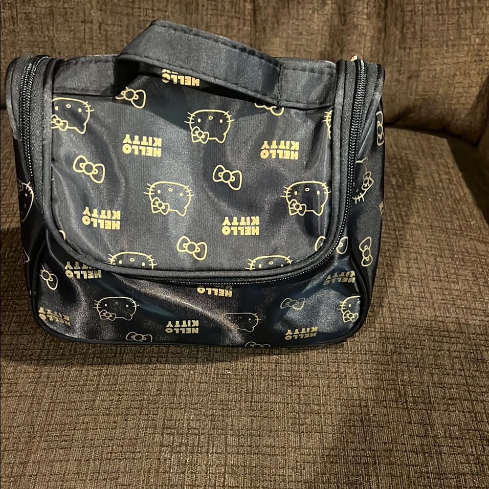 Hello Kitty Black and Gold Cosmetic or Every Day Use Bag